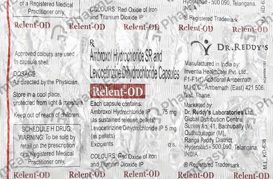 Relent Od Strip Of 10 Capsules Uses, Side Effects, Price & Dosage