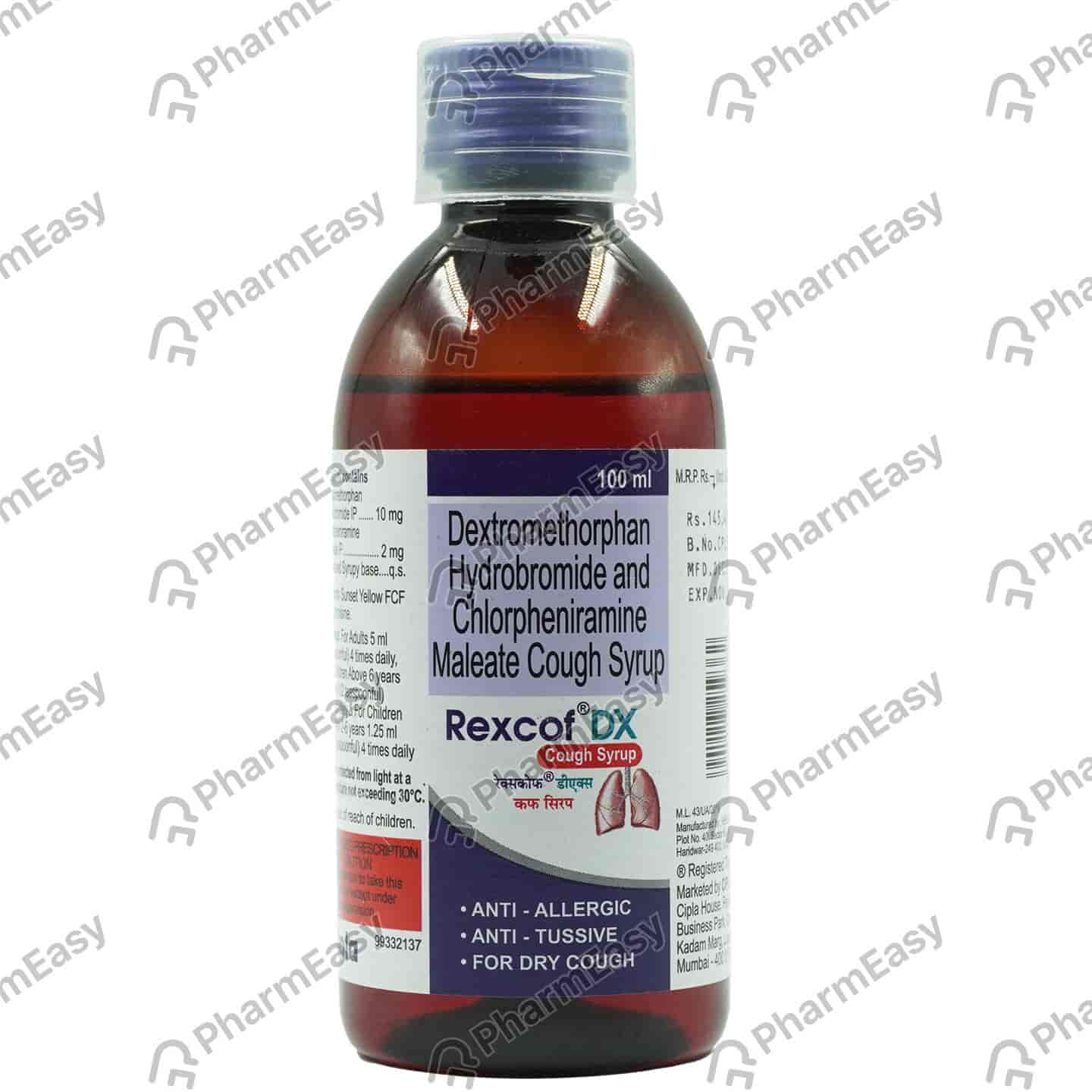 Rexcof Dx Bottle Of 100ml Cough Syrup