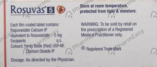 Rosuvas 5mg Strip Of 10 Tablets