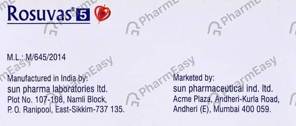 Rosuvas 5mg Strip Of 10 Tablets
