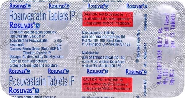 Rosuvas 5mg Strip Of 10 Tablets