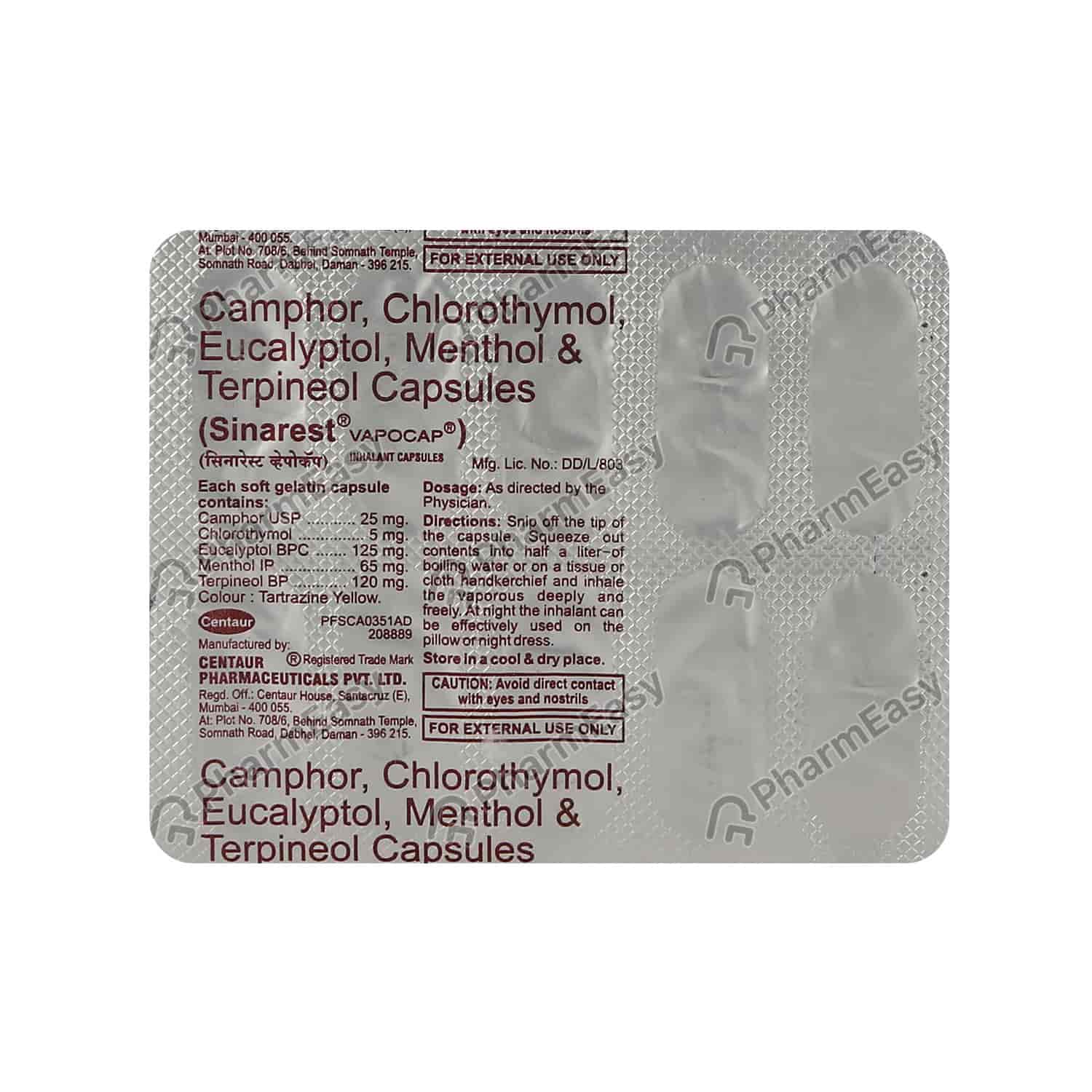 Vapocaps Buy Sinarest Vapocaps Online at Flat 18% OFF* | PharmEasy
