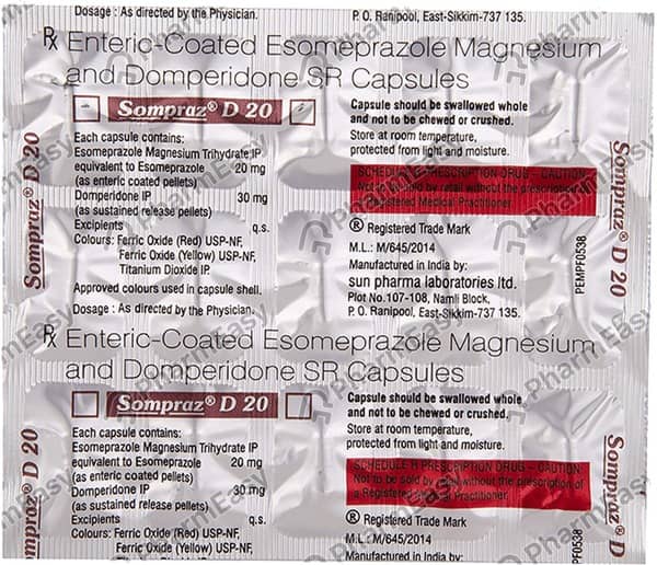 Sompraz D 20Mg Strip Of 10 Capsules