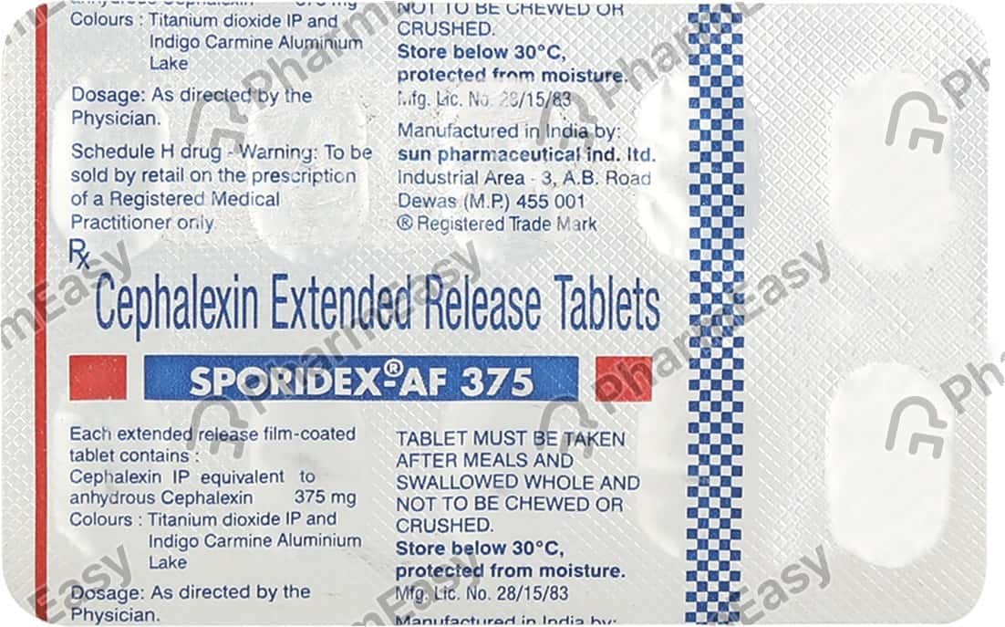Sporidex Af Er 375 MG Tablet (10) Uses, Side Effects, Price & Dosage
