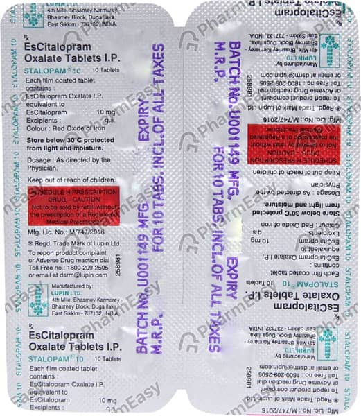Stalopam 10mg Strip Of 10 Tablets