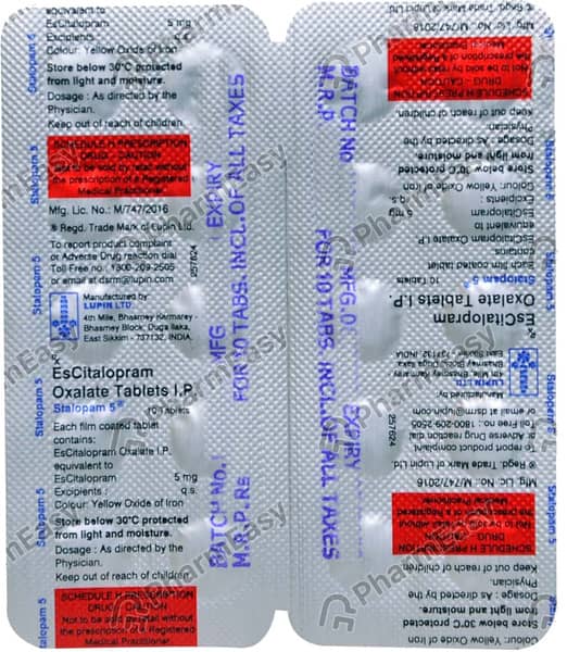Stalopam 5mg Strip Of 10 Tablets
