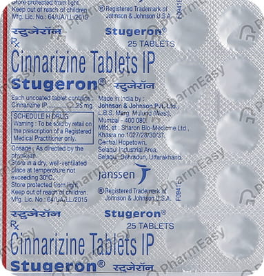 Stugeron 25mg Strip Of 25 Tablets