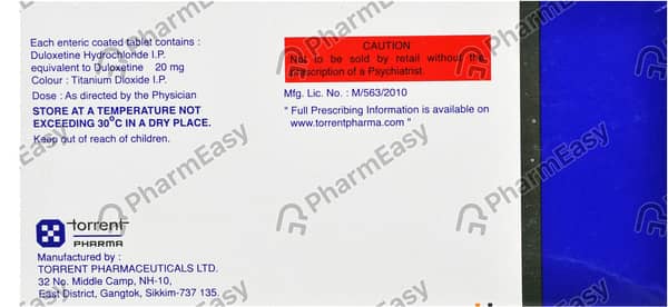 Symbal 20mg Strip Of 10 Tablets