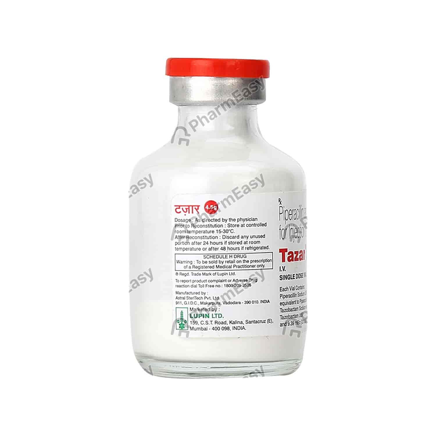 Tazar Injection Tazar 4.5gm Inj - Uses, Side Effects, Dosage, Composition & Price ...