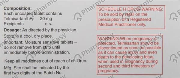 Telma 20mg Strip Of 10 Tablets