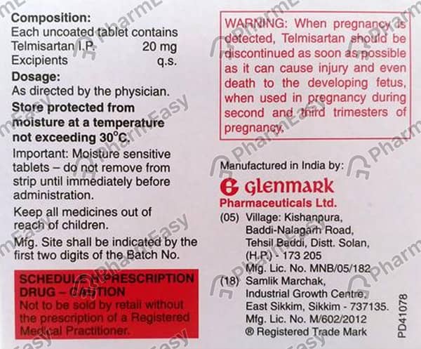 Telma 20mg Strip Of 10 Tablets
