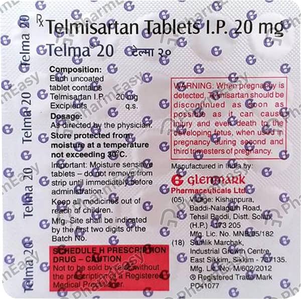 Telma 20mg Strip Of 10 Tablets