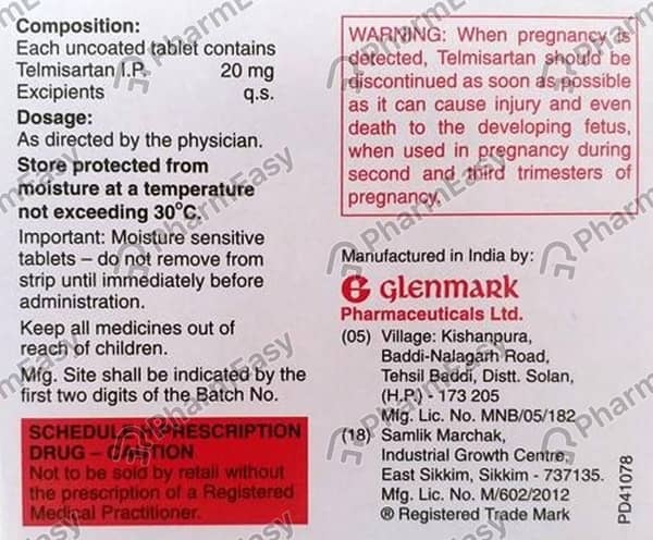 Telma 20mg Strip Of 10 Tablets