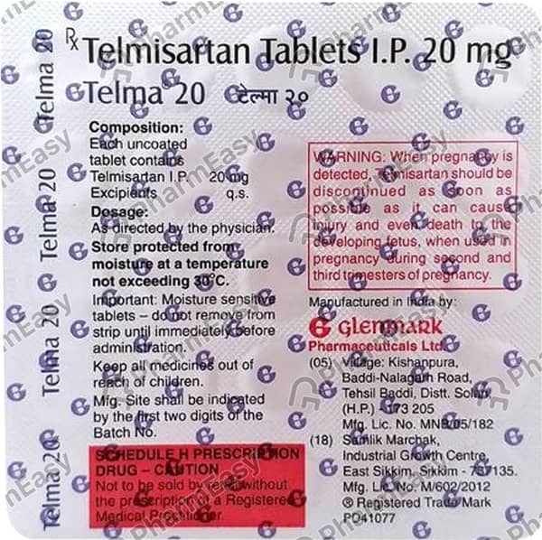Telma 20mg Strip Of 10 Tablets