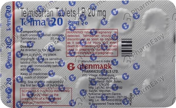 Telma 20mg Strip Of 10 Tablets