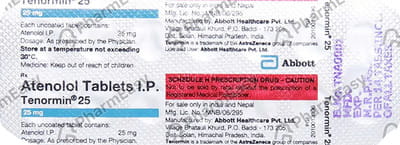 Tenormin 25mg Strip Of 14 Tablets