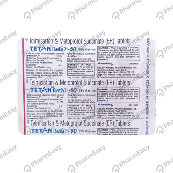 Tetan Beta 50mg Strip Of 10 Tablets