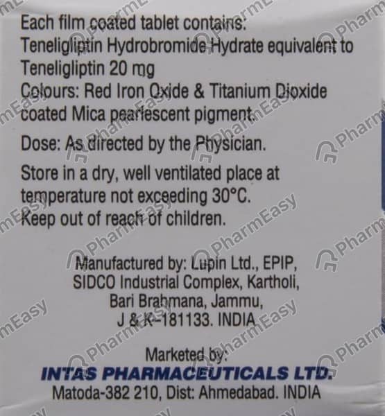 T Glip 20mg Strip Of 10 Tablets