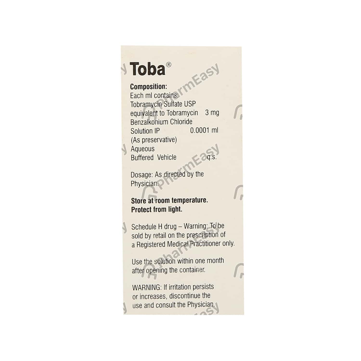 Toba 0.3 Eye Drop (5) Uses, Side Effects, Dosage, Composition