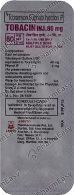 Tobacin 80mg Vial Of 2ml Injection