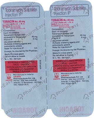 Tobacin 80mg Vial Of 2ml Injection