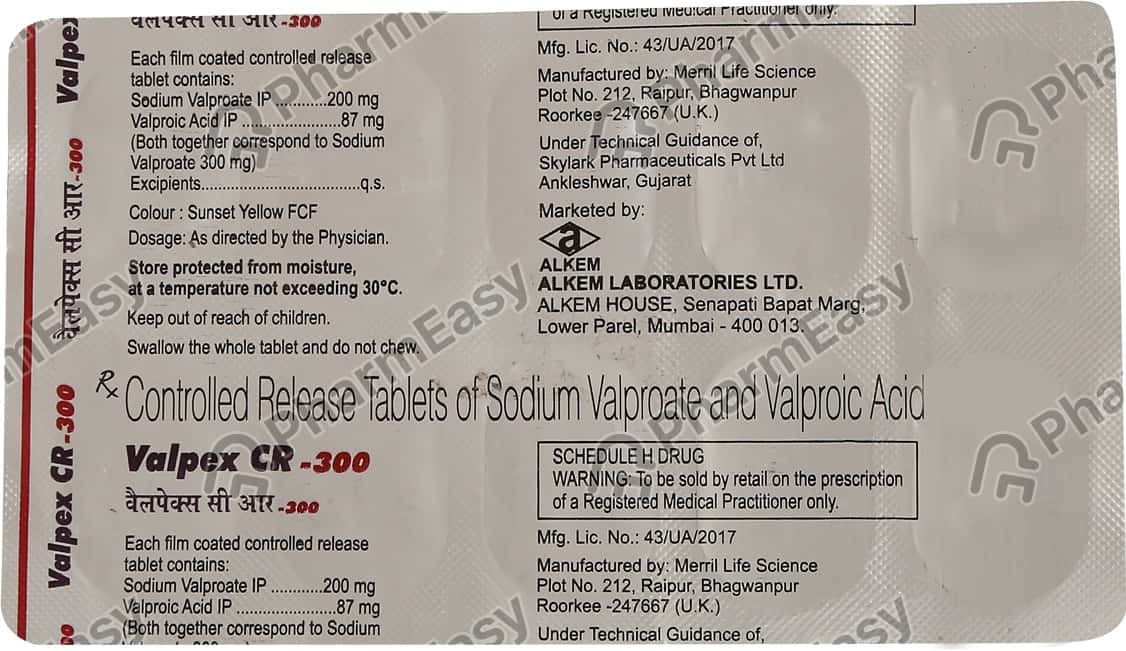 Valpex Cr 300 MG Tablet (10): Uses, Side Effects, Price & Dosage ...