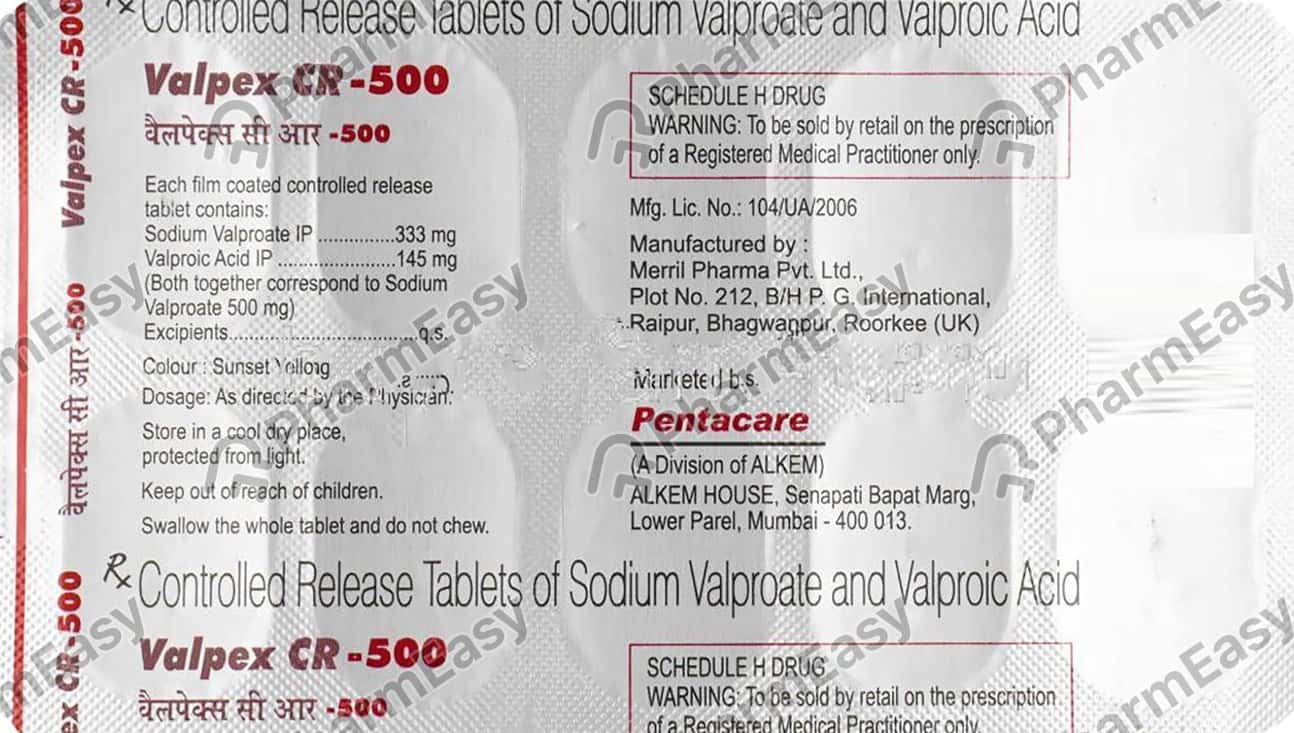 Valpex Cr 500 MG Tablet (10): Uses, Side Effects, Price & Dosage ...