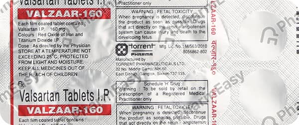 Valzaar 160mg Strip Of 10 Tablets