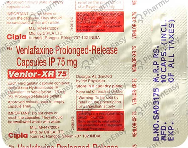 Venlor Xr 75mg Strip Of 10 Capsules