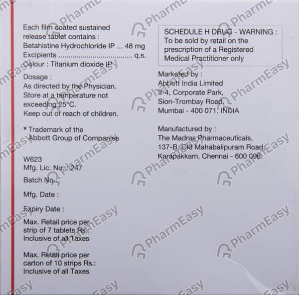 Vertin Od 48mg Strip Of 7 Tablets