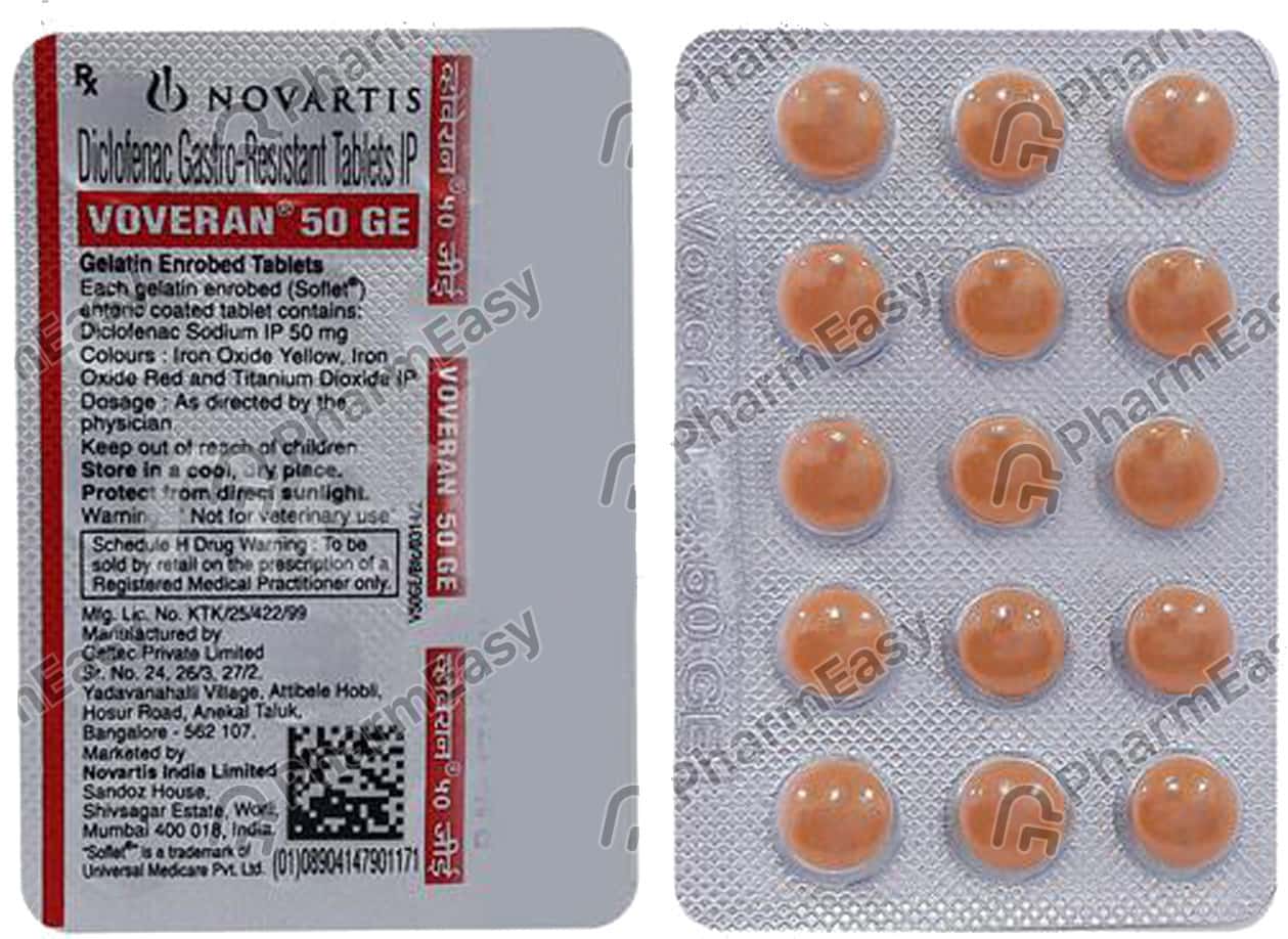 Voveran 50 MG Tablet (15) Uses, Side Effects, Price, Dosage