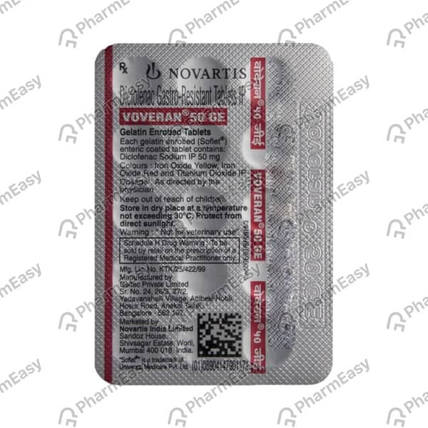 Voveran 50mg Strip Of 15 Tablets