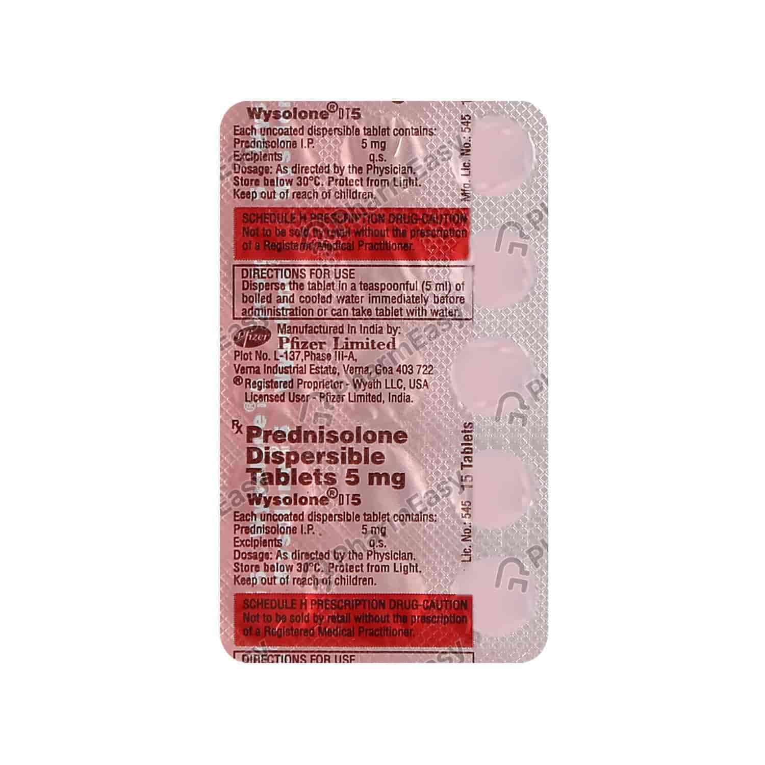 Wysolone Dt 5mg Strip Of 15 Tablets Uses, Side Effects, Dosage