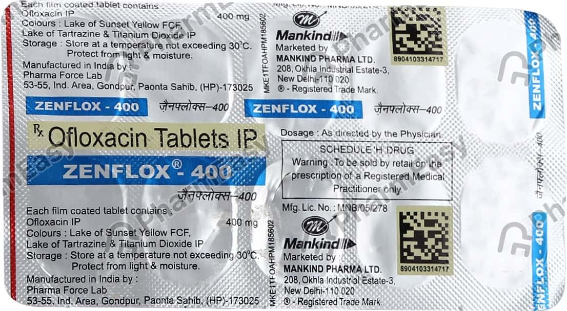 Zenflox 400mg Strip Of 10 Tablets