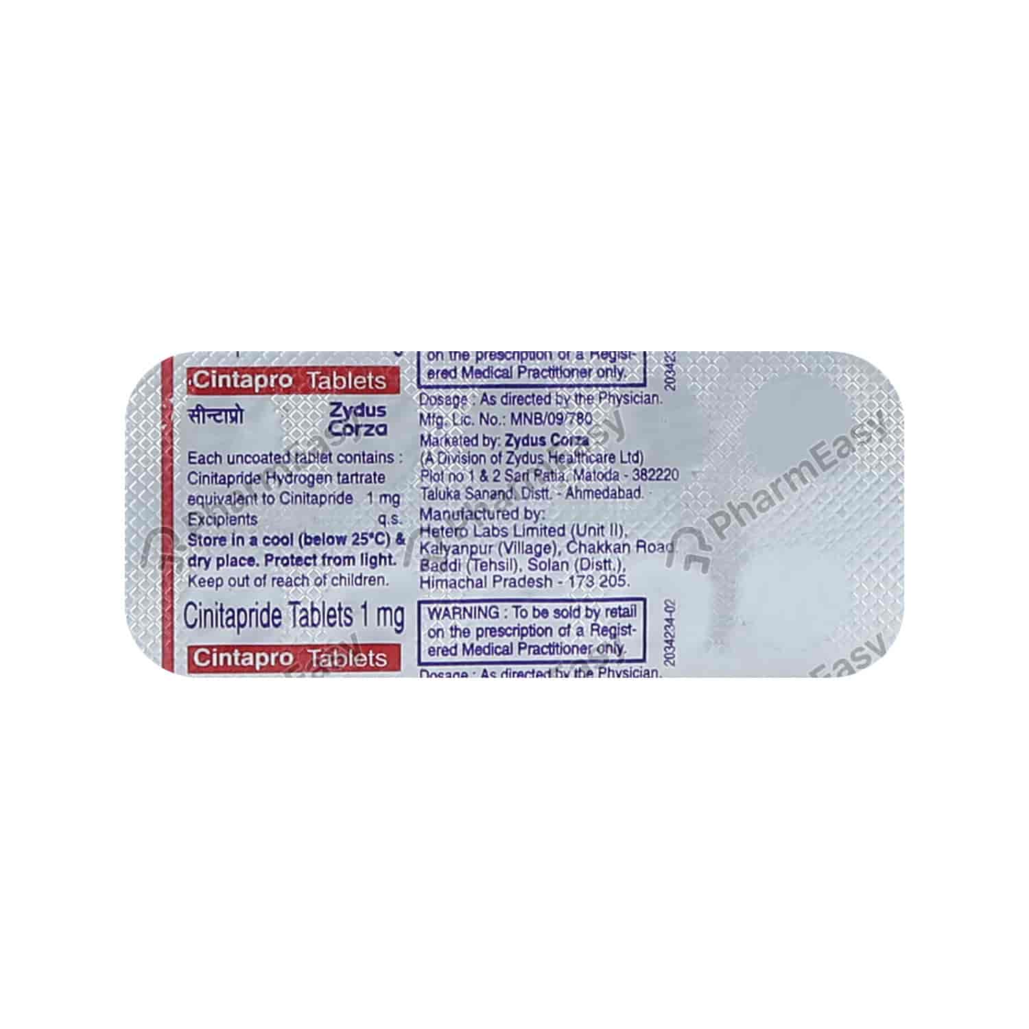 Buy Cintapro Tablet Online at Flat 18% OFF* | PharmEasy