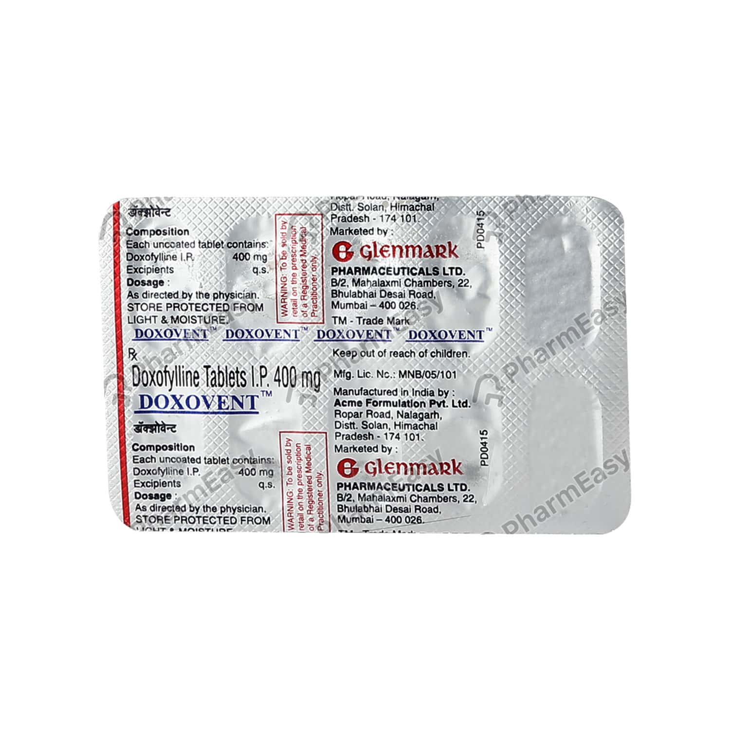 Doxovent 400 MG Tablet (10) Uses, Side Effects, Dosage, Composition