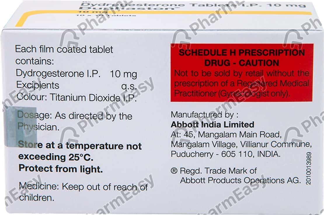Duphaston 10 MG Tablet (10) Uses, Side Effects, Dosage, Composition
