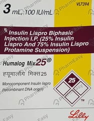 HUMALOG MIX 25 CARTRIDGE OF 3ML SUSPENSION FOR INJECTION