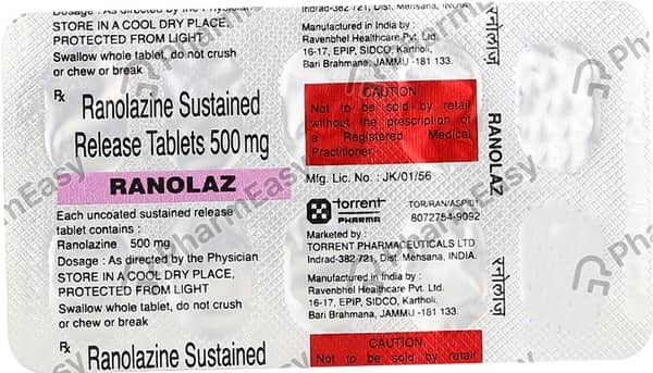 Ranolaz 500mg Strip Of 10 Tablets