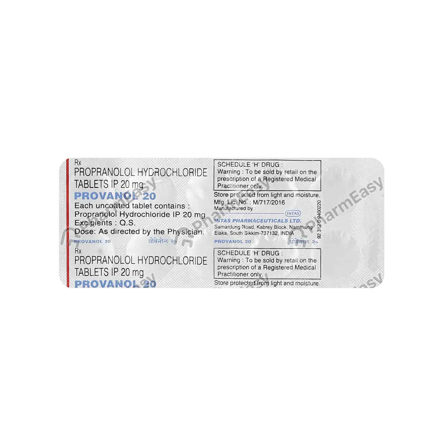 Provanol 20 Uses In Hindi Buy Provanol 20mg Tablet Online at Flat 18% OFF* | PharmEasy