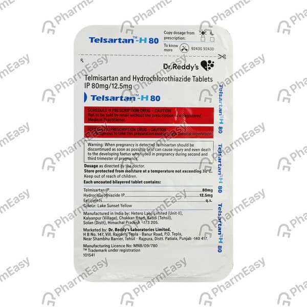 Telsartan H 80mg Strip Of 10 Tablets