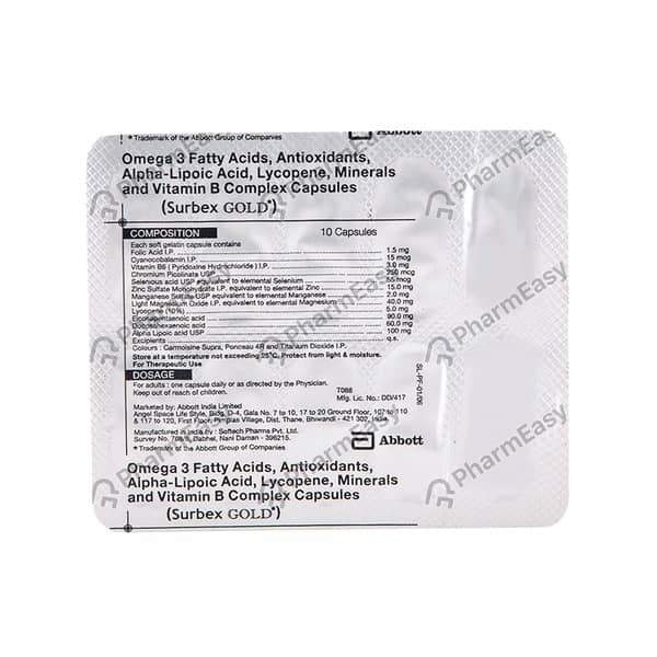 Surbex Gold Strip Of 10 Capsules