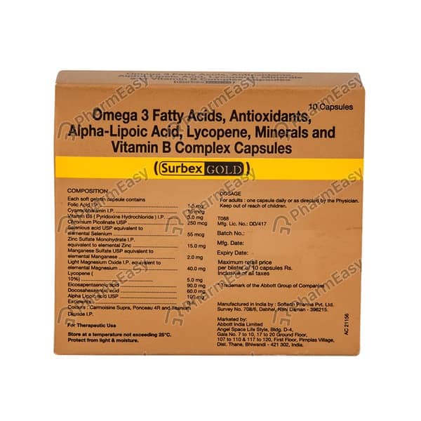 Surbex Gold Strip Of 10 Capsules