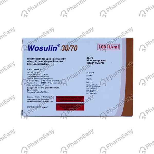 Wosulin 30/70 100Iu Cartridge Of 3Ml Suspension For Injection