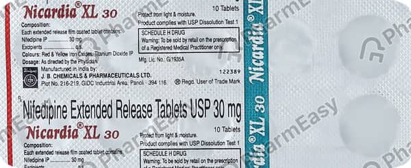 Nicardia Xl 30mg Strip Of 10 Tablets