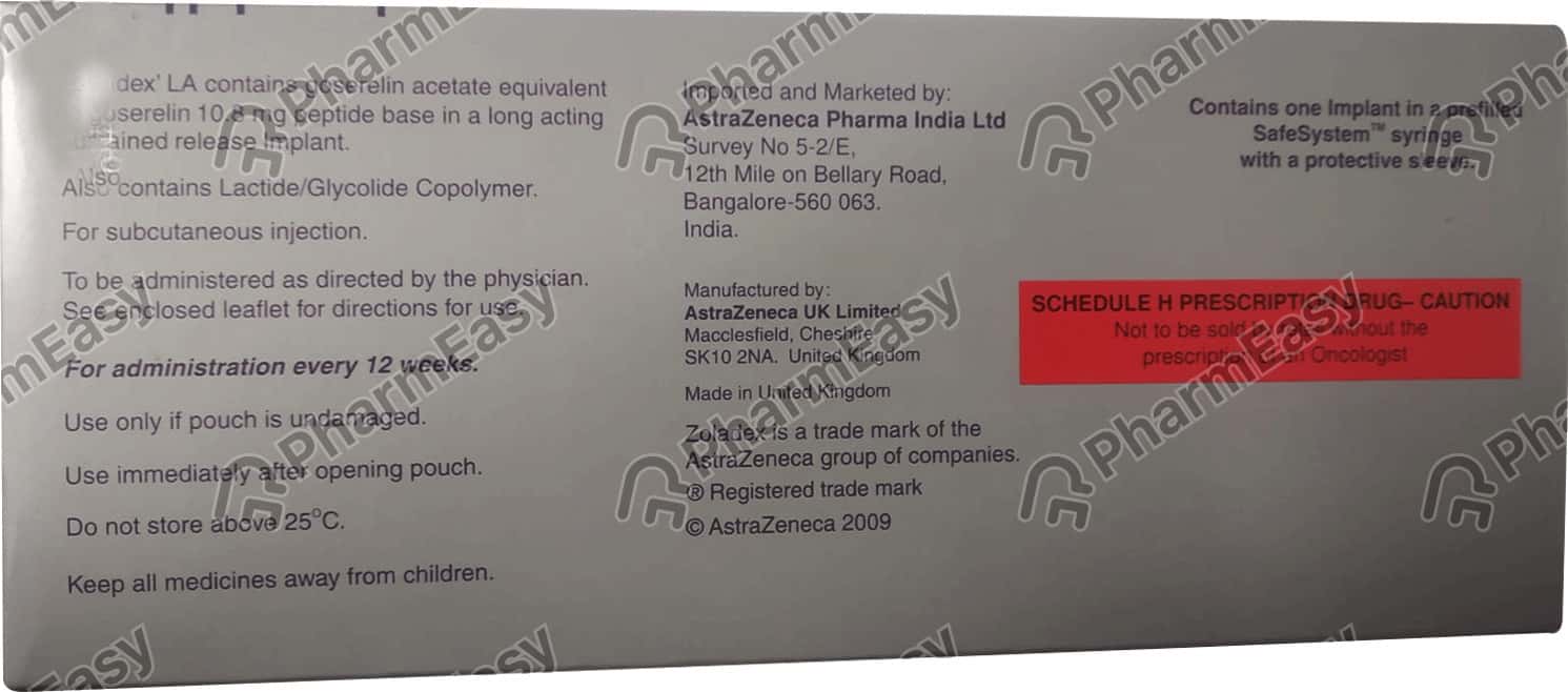 Zoladex La 10.8 MG Injection (10.8) Uses, Side Effects, Price & Dosage