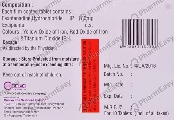 Fenixa 180mg Strip Of 10 Tablets