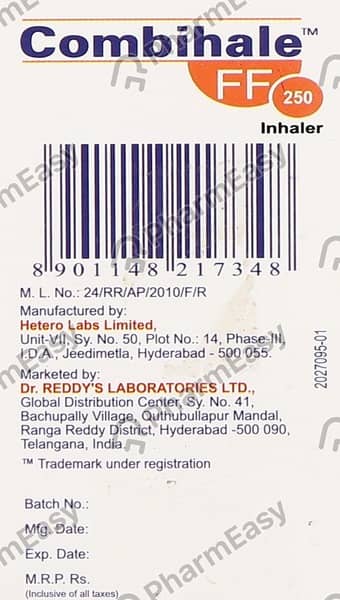 Combihale Ff 250mcg Box Of 120md 7.2gm Metered Dose Inhaler