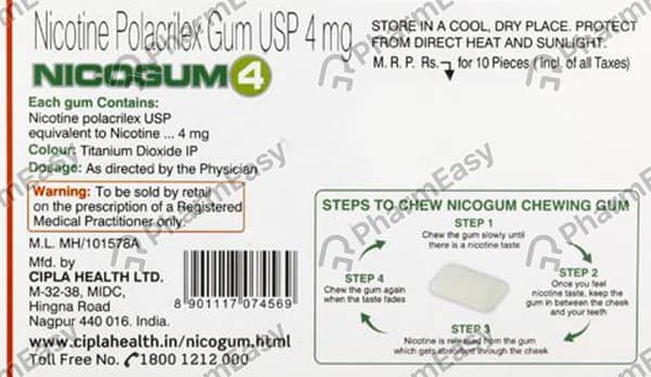 Nicogum 4mg Strip Of 10 Chewing Gum
