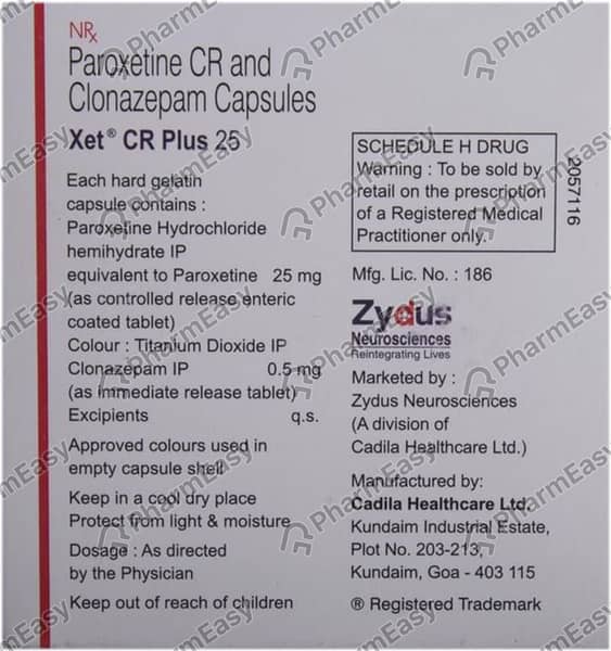 Xet Cr Plus 25mg Strip Of 10 Capsules